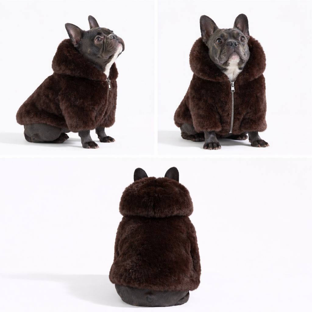 Luxury Fur Dog hoodie - satin lined