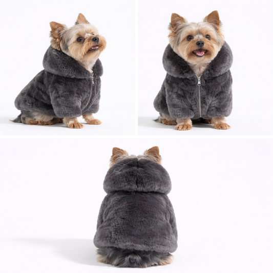 Luxury Fur Dog hoodie - satin lined